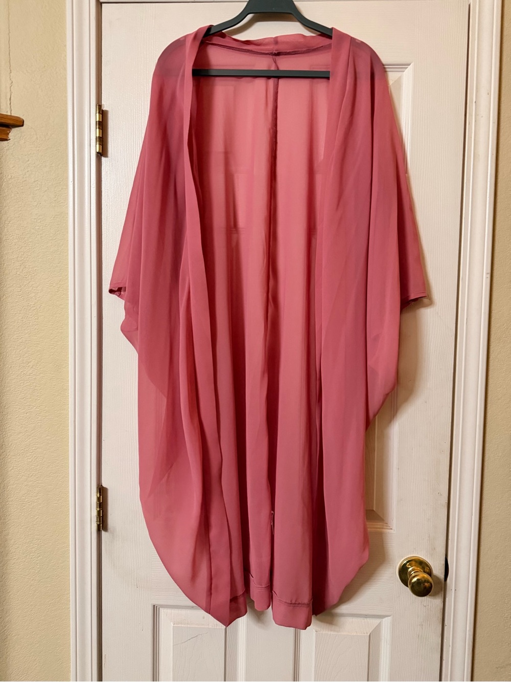 SHEIN Dusty Rose Sheer Draped Kimono